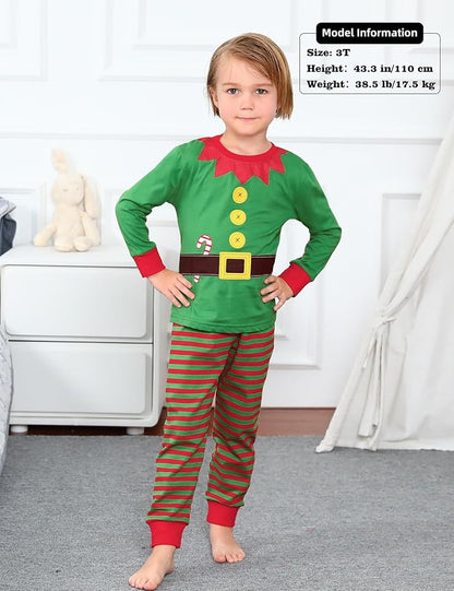 A&J DESIGN Pure Cotton Printed Pjs for 2-14 Years Kids, 2-Piece Long-Sleeved Pajamas Set