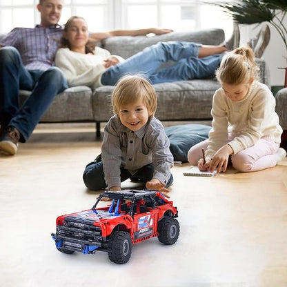 VERTOY STEM Remote Control Building Car - Educational Building Toys Gift for Kids Boys Girls Age 8-12 Year Old, Bigger Red Off-Road Model(720+ pcs)