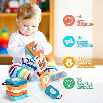 Toys for 1 Year Old, Travel Toys for Toddler 1-3, Montessori Busy Board Activity Cube with Fine Motor Skills, Christmas Birthday Gifts for 1 Year Old Boy Girl, Kids Stocking Stuffs