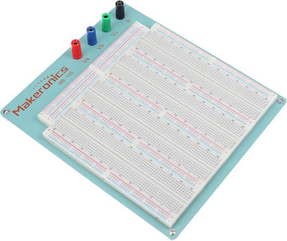 Makeronics 3220 Solderless Breadboard | 3220 Tie-Points Experiment Plug-in Breadboard with Blue Aluminum Back Plate and Copper Contact Clips inside ABS Plastic Housing for Circuit/Arduino/Raspberry Pi
