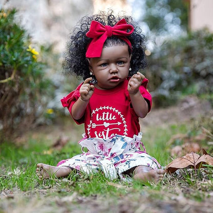 HOOMAI Lifelike Reborn Baby Dolls with Soft Body African American Realistic Girl Doll 22.8 Inch Best Birthday Gift Set