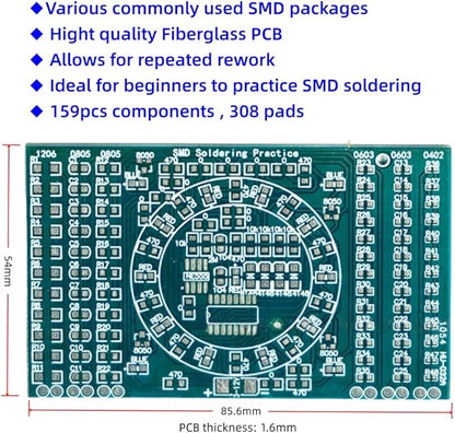 Surface-Mount Device(SMD) Soldering Practice Kit, Soldering Project Kit with Compoments and PCB, LED Chasing Lights, Perfect for Electronics Enthusiasts & Beginners