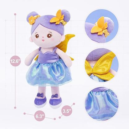 OUOZZZ 13" Soft Baby Doll Toys for 1 + Year Old Girl Gifts, Fairy Dolls Birthday Gifts for 1 Year Old Girl Christmas Plush Toys Gift for Toddler Kids Magic Wings Fairies
