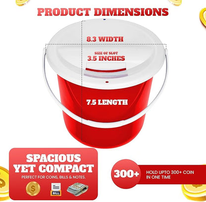 Plastic Street Charity Donation Can Coin Collection Bucket with 2 Security Stickers(Red, 4 Pack)