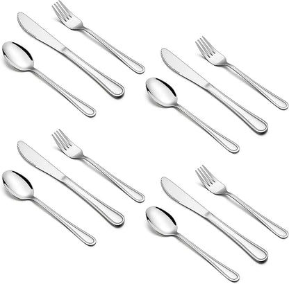 HaWare 12-Piece Kids Silverware, Stainless Steel Toddler Utensils Flatware Set, Preschooler Eating Utensils Includes 4 Spoons 4 Forks 4 Knives, Metal Children Cutlery for Home School, Mirror Finished