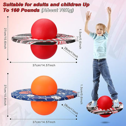 Junkin 2 Pcs Pogo Ball Trick Board Toy Balance Board Pogo Balance Bounce Ball with Pump and Strong Grip Deck for Fun Challenge Fidget Indoor,Outdoor Toys