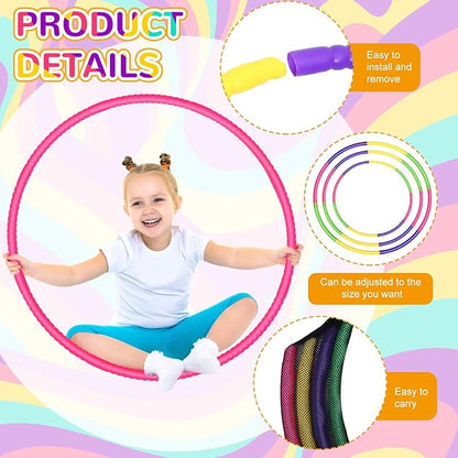 Sratte 8 Pcs Color Hoop Detachable Adjustable Hoop Exercise Ring Plastic Toys for Teens Games Gymnastics Dog Agility Equipment Party Decor, 4 Colors