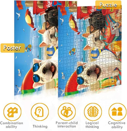 500 Pieces Jigsaw Puzzle for Adults and Kids Big Size Gift Idea Happy Dog (Sunbath 1)