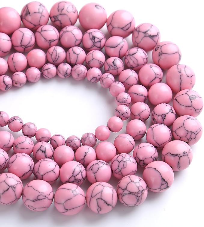 75PCS 10MM Pink Turquoise Spacer 2 Strands Loose Beads for Jewelry Making DIY Bracelet Necklace