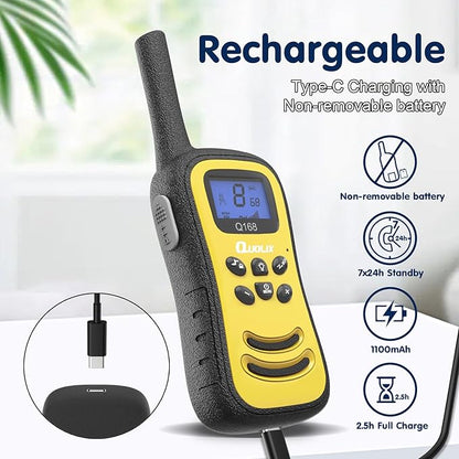 QUOLIX Walkie Talkies for Kids 2 Pack, Rechargeable Kids Walkie Talkies Toy for 3-12 YrO Boys, Long Range Walkie Talkie with 22 Channels & Flashlight Birthday Gifts for Xmas Outdoor Adventure