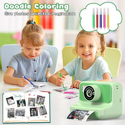 Kids Camera Instant Print, Christmas Birthday Gifts for Girls and Boys, Kids Camera 1080P HD Video Digital Toddler Camera Toy for 3 4 5 6 7 8 9 10 11 12 Years Old