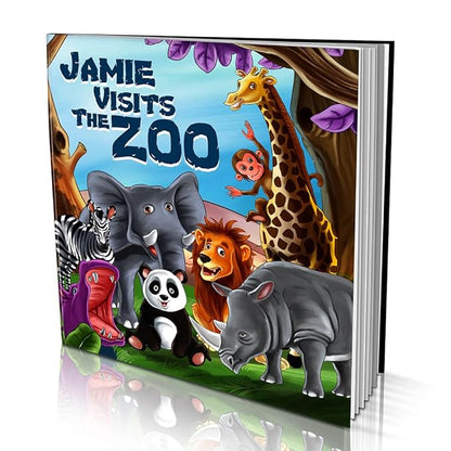 Personalized Story Book by Dinkleboo - Visits The Zoo - for Children Aged 2 to 8 Years Old - A Story About Your Child Going to The Zoo - Soft Cover - Smooth, Glossy Finish (8"x 8")