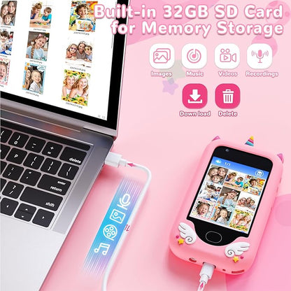 Lapare Kids Smartphone Toy, Toddler Learning Toy Phone with Dual Camera, Game, Music Player, Christmas Birthday Gifts for Girls Age 3-8