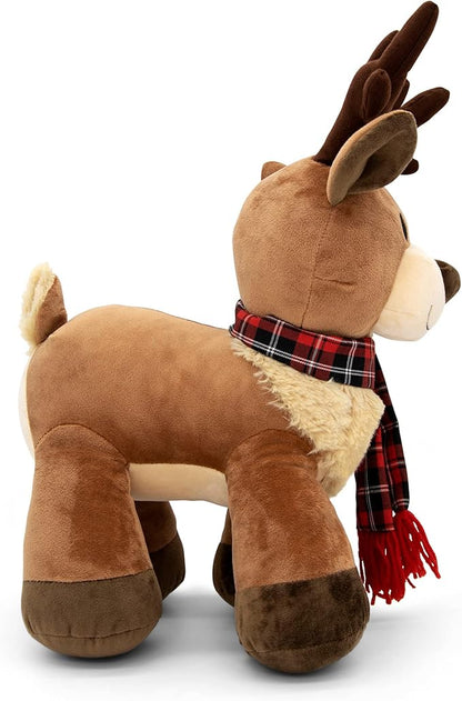 Plush Reindeer Stuffed Animal - Holiday Deer Characters with Antlers Toy for Girl, Boy, Baby, and Toddler - Christmas Decor Animals - Randall, 14 Inch