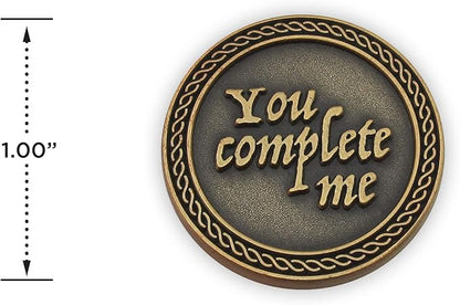 Romantic Love Expression Antique Gold Plated Pocket Coin for Date Night, You Complete Me, I am Better Because of You, Love Gift for Men & Women, from Him or Her
