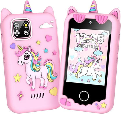 Kids Smart Phone for Girls Christmas Birthday Gifts for Girls Age 3 4 5 6 7 8 9 10 Kids Toys Smart Cell Phone 2.8" Touchscreen Built-in 32G SD Card Dual Camera 28 Toddler Learning Games Music Player