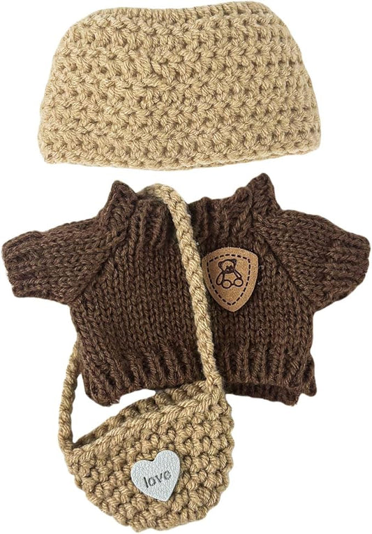 3 Set Doll Clothes Compatible with 15cm & 17cm, Fashion Clothes Crochet Cute Outfit for Dolls (NO Doll)