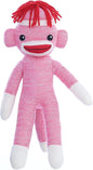 Adorable Sock Monkey 8 inch, The Original Traditional Hand Knitted Stuffed Animal Toy Gift-for Kids, Babies, Teens, Girls and Boys Baby Doll Present Puppet (Pink 8inch)