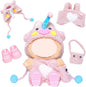 17cm Doll Clothes Set,4-Piece Adorable Outfits for Dolls-Stylish Accessaries Clothes Dress-Up Includes—Pig Hat+Pink Overalls+ Cute Bag+Shoes (Style J)
