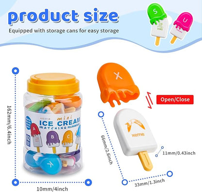 Ice Cream Toys for Toddlers,Montessori Alphabet Learning Color Sorting & Letter Matching Games Preschool Educational Sensory Fine Motor Skills Toy for 3+ Year Old Boys Girls