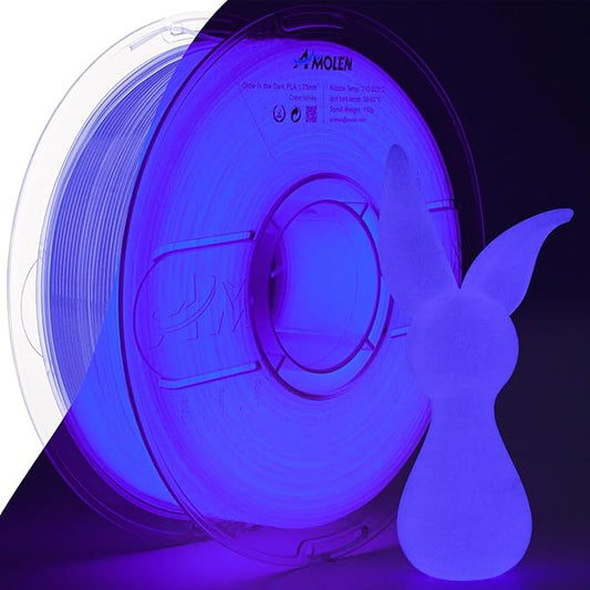 AMOLEN 3D PLA Printer Filament, 1.75mm Glow in The Dark Blue Purple PLA Filament for 3D Printing, Best with UV Lamps, 1kg Spool (2.2lbs), Dimensional Accuracy +/- 0.02 mm, Fit Most FDM 3D Printers