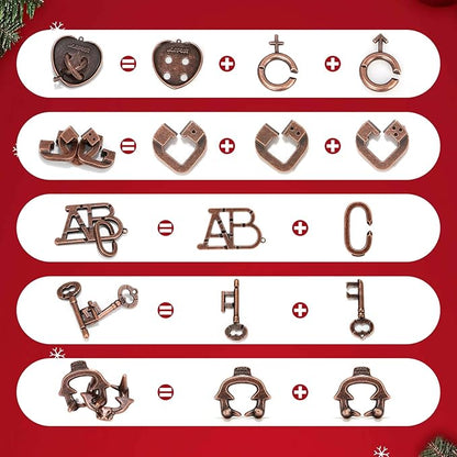 13 Pcs Brain Teaser Puzzles for Adults - Metal Puzzles 3D Puzzle Game Toys for Adults Teens - Wooden Unlock Interlocking Puzzle Adult IQ Education Smart Toys