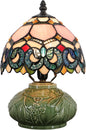 Small Tiffany Lamp Mushroom Table Lamp, Mini Stained Glass Desk Light Memory Sympathy Ceramic lamp 8X11 Inch (Pink Baroque Style)