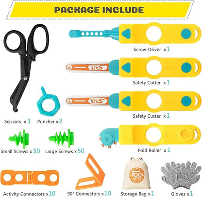 Cardboard Cutter Tools for Kids, Cardboard Construction Kit for Age 5 6 7 8+, Creative STEM Educational Toys for Family, Team Activities, Classroom Learning, Birthday for Boy Girl