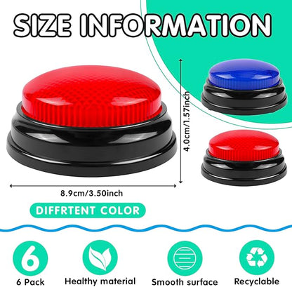 BEAN LIEVE 6-Pack Game Buzzers - Team Answer Buzzers with Lights and Sound Classroom Buzzers Buzzer Buttons for Game Show Develops Social Skills
