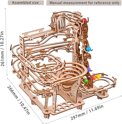 3D Wooden Puzzles Marble Run Chain Kit, Wood Creative Mechanical Puzzles Assembly Model Building Kits to Build for Adults & Kids, DIY Wooden Puzzle Hobbies Toys for Adults &Teens Gifts