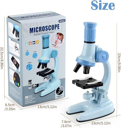 XD508 Microscope for Kids - 100X 600X 1200X Beginner Microscopes kit with LED Light, Science Educational Gift and Toy for Boy&Girl Birthday Halloween Christmas（Pink）