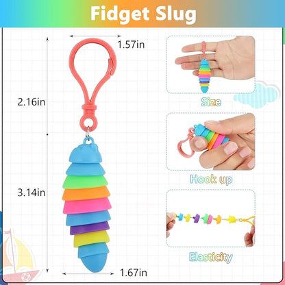bairimeng 24 PCS Sensory Slug Toys, Articulated Stretch caterpillar toy, Anxiety Relief fidget Slug toy, Novelty Party Favors for Kids.