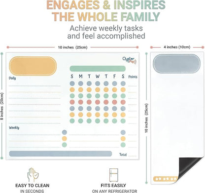 Magnetic Chore Chart Set for Multiple Kids & Adults - 4pcs Dry Erase Boards - Memo Sheet & To-Do List Whiteboard - Family Fridge Organizer - 5 Fine Tip Markers - Reward Good Behavior & Responsibility