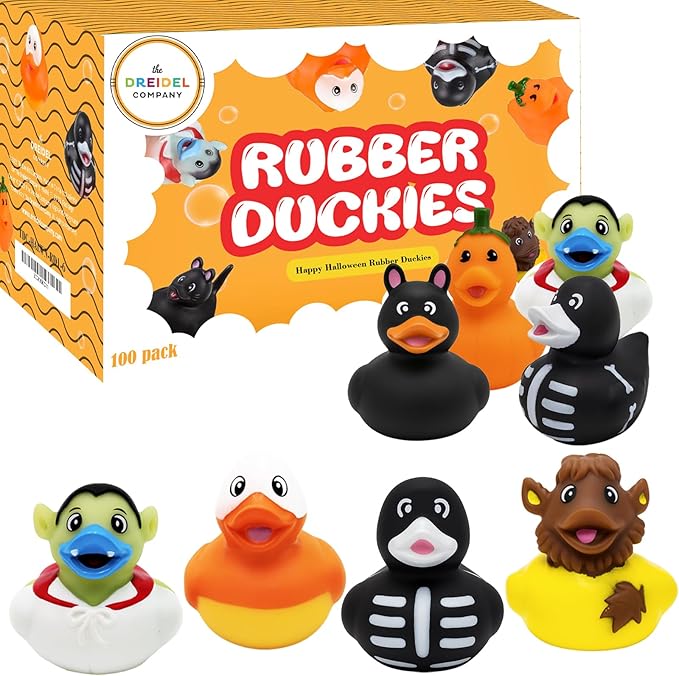 Halloween Rubber Duck Toy Duckies for Kids, Fun Bath Birthday Gifts Baby Showers Summer Beach and Pool Activity, 2" (100-Pack)