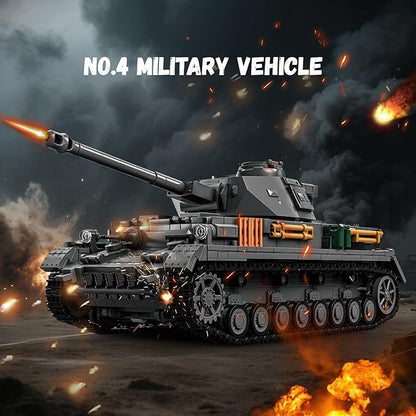 1:28 Panzer-Ⅳ Medium Tank F2 Building Blocks Set for Adults, Compatible with Lego Military Tank, WW2 Vehicle Toys Historical Collection Model for Army Fans, Gifts for Teens Kids Boys 8-14 (1419 PCS)