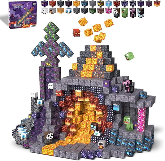 200PCS Magnetic Building Blocks for Kids, STEM Educational Magnet Stacking Toys for Age 3-5 4-8 8-12, Sensory Play Montessori Toys for Boys and Girls, Creative Construction Gift Ideas for Children