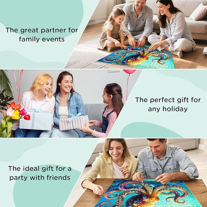 500 Piece Jigsaw Puzzle for Adults, Octopus Jigsaw Puzzle, Underwater World Ocean Theme Jigsaw Puzzles for Adults Seniors, Fun Challenging Family Games Holiday Party Gifts 20.5×15 in