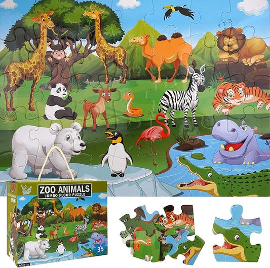 35 Pieces Jumbo Floor Puzzle for Kids Animal Jigsaw Puzzles Large Puzzles for Toddler Ages 4-8, 3-5, Educational Development Toys Giant Floor Puzzle (Animal Paradise)