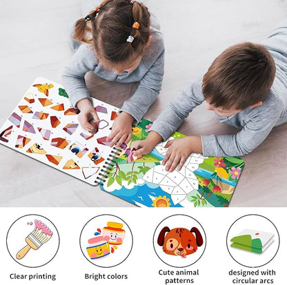 Sticker Paint Books for Kids Ages 4-8,Animals Designs Paint by Stickers,Party Birthday Stickers for Kids Boys Girl