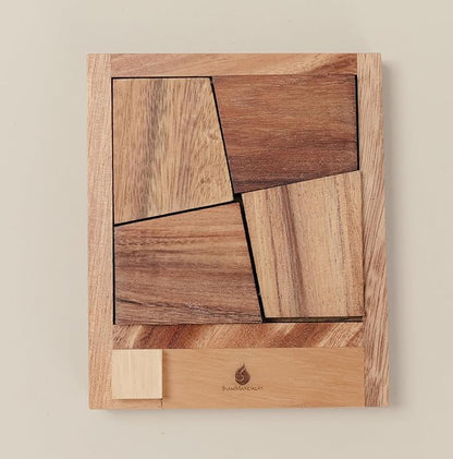 The Square Deal: Wooden 3D Brain Teaser Puzzle – STEM Skill Builder, Tangram Game, Educational Problem Solving for Adults, Unique Handmade Mechanical Puzzle