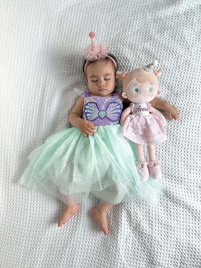 LeyaDoll Soft Baby Doll Toys (16''), My First Baby Rag Doll for 1 Year-Old Girl Birthday Gift, Christmas Plush Toys Gift for Toddler Kids Infants-Daydream-Princess-Wish