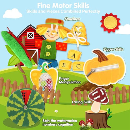 HomeEvolution Farm Busy Book for Toddlers 1-3, Montessori Busy Board for 1 Year Old, Airplane Toys for Toddlers 1-3, Car and Road Trip Travel Toy, Quiet Educational Activity Book, Fine Motor Skills