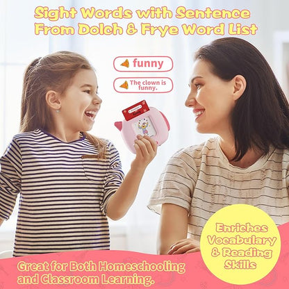 Talking Flash Cards for Toddlers Learning: Alphabet Learning Toys - Matching Spelling Games with 224 Sight Words - Montessori Toys for 3 4 5 6 Years Old Kids (Pink-336 Sight Words)