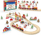 Wooden Railway Set for Kids, 42-Piece Wooden Train Track for Toddlers, Christmas Train Toys for 3 4 5 6 Years Old Compatible with Thomas, Brio
