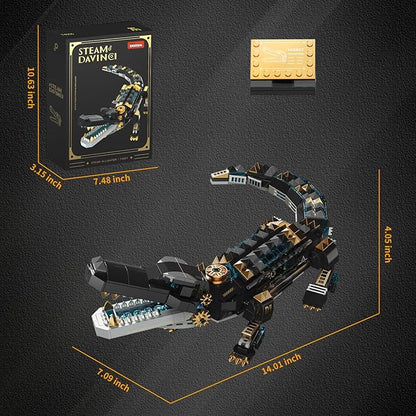 Crocodile Building Sets,STEM Dinosaur World Park Building Toy,Sea Creatures Creativity Model Building Kit,Mechanical Animal Brick Set,Birthday Christmas Valentines Gifts for Kids Boys Girls 8+