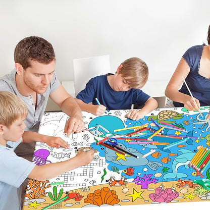 Gatherfun Under The Sea Party Giant Coloring Poster - 31.5x 72 Inches - Versatile Classroom Wall Décor & Birthday Activity - Sea Animal Poster or Table Cover for School Parties and Special Events