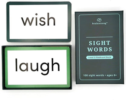 400 Essential Reading Sight Words | Ages 6-8 | Kindergarten - 2nd Grade Classroom Curriculum | Build Vocabulary & Reading Skills | Brainstrong Premium 4-Level Box Set | 200 Flashcards