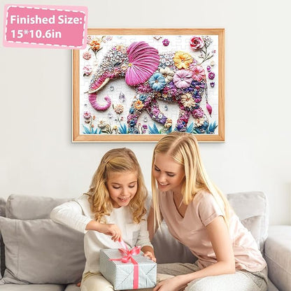Jeaiciro 100 Piece Puzzles for Kids Ages 4-6 & 6-8, Cute Elephant Jigsaw Puzzle Fun Educational Toy for Kids Ages 8-10, Large Piece Puzzles for Adults, Funny Puzzle for Family Activity Gift Set