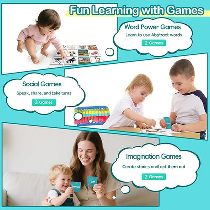 100 Nouns Flash Cards for Toddlers, Expanded Vocabulary Cards with Videos, Preschool Learning Flashcards, Noun Picture Cards for Speech Therapy Material ABA Therapy| Language Builder Card