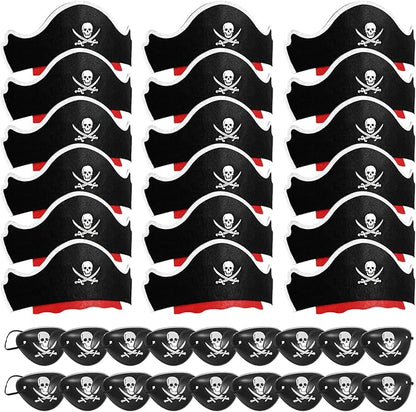Legigo 36 Pcs Pirate Hat with Eye Mask - Classic Costume Cap Accessories for Pirate Party Cosplay Caribbean Dress, Black